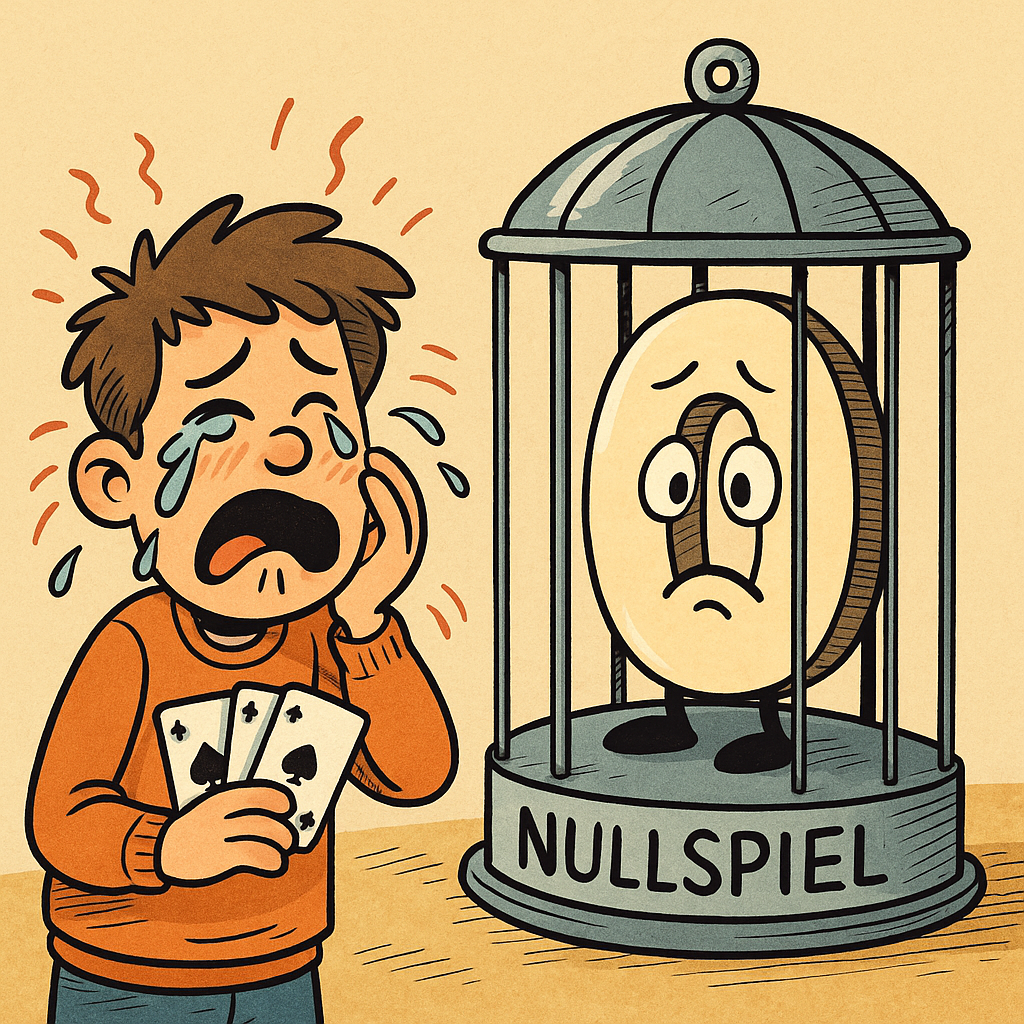 Comic: Die NULL sitzt im Käfig, ein Spieler weint