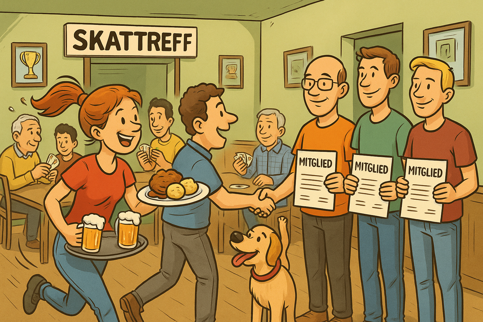 Comic-Mitgliederbegrüßung SkatTreff Eppendorf